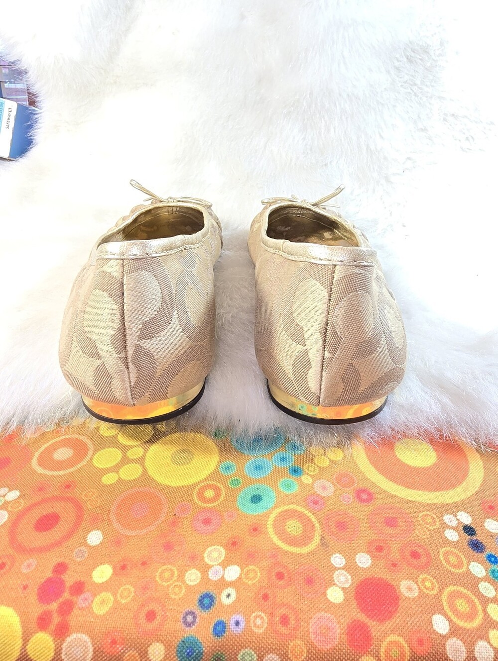 Coach Landon Gold & Gold Signature Ballet Flats - Picture 5 of 11